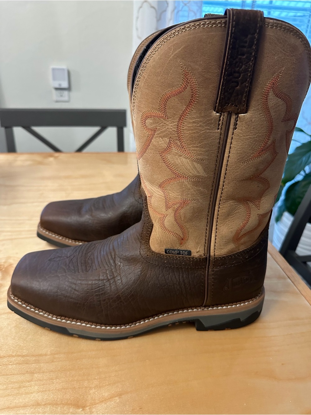 Justin Boots Brown & Tan Composite Toe Western Work Boots
